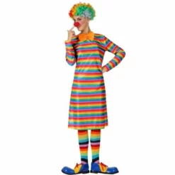Disfracesjarana Disfraz De Payasa Rayas Multicolor Para Mujer