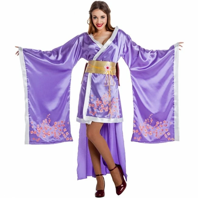 Disfracesjarana Disfraz De Geisha Morada Para Mujer 1 Disfracesjarana Disfraz De Geisha Morada Para Mujer