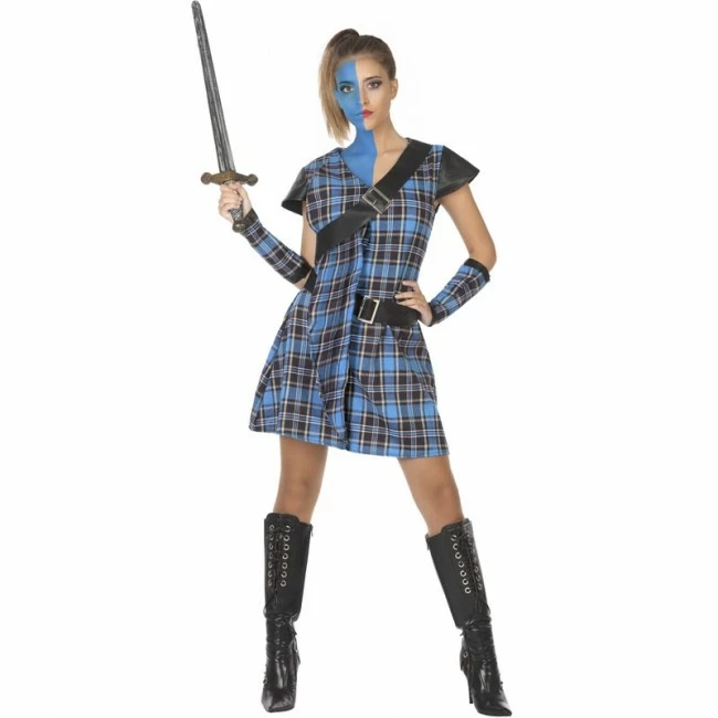 Disfracesjarana Disfraz De Guerrera Escocesa Azul Para Mujer 1 Disfracesjarana Disfraz De Guerrera Escocesa Azul Para Mujer