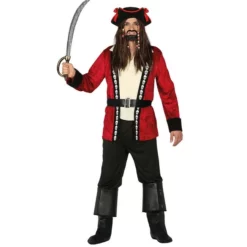 Disfracesjarana Disfraz De Pirata Calavera Rojo Para Hombre