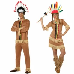 Disfracesjarana Pareja Jefes Indios Marrones